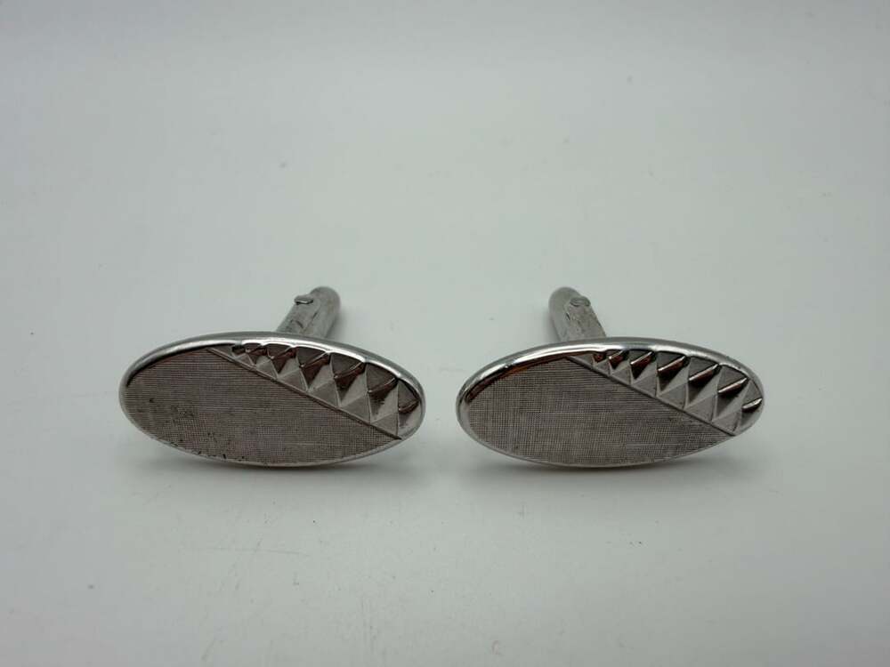 Swank Vintage Silver Tone Oval Cufflinks